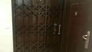 درب آکاردئونی منزل در باغ عباس‌آباد