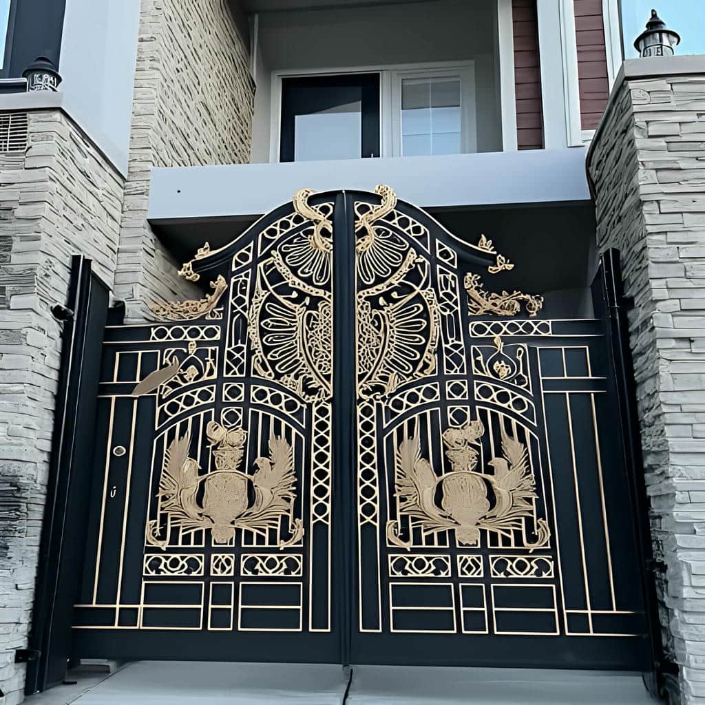 نصب درب فرفورژه ویلایی فلزی ساده در محمودآباد