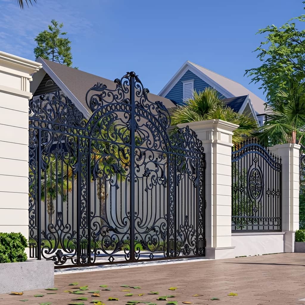 خرید درب فرفورژه حیاط ویلایی کلاسیک در قائمشهر
