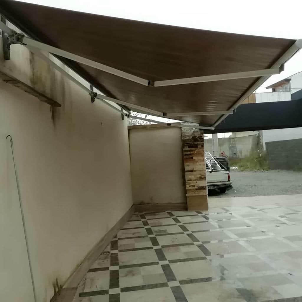سایبان برقی و سایبان دستی با پارچه ضد آفتاب
