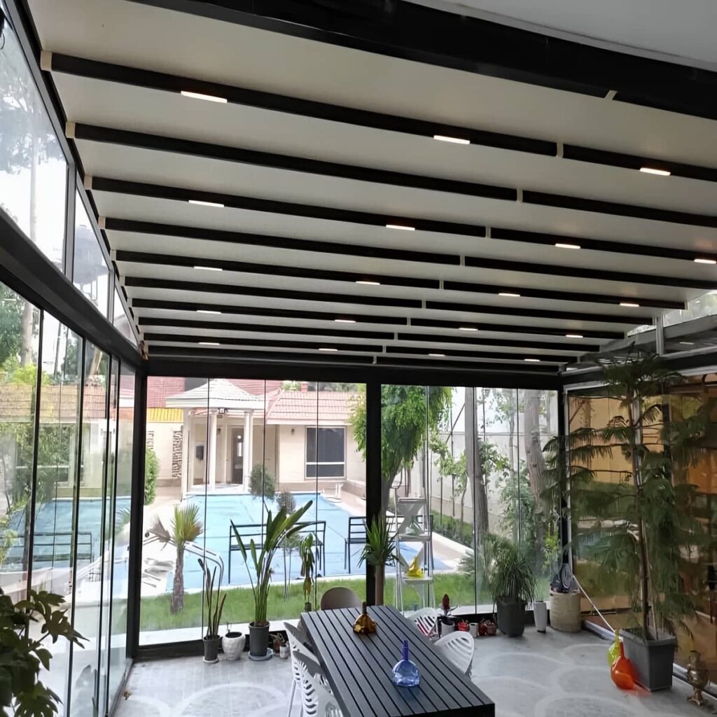 سقف متحرک برقی لوکس فضای باز