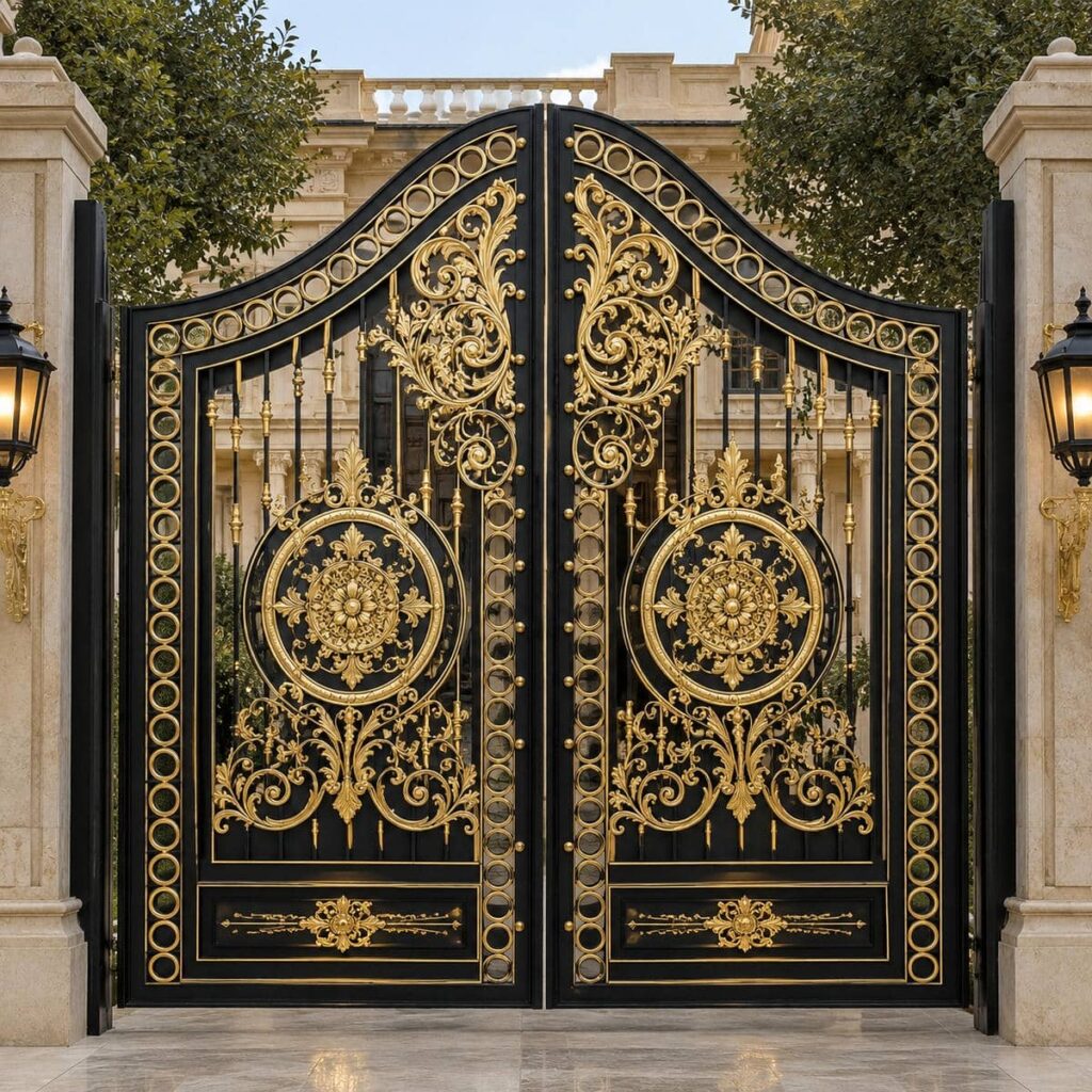 12 طرح درب حیاط مشکی طلایی