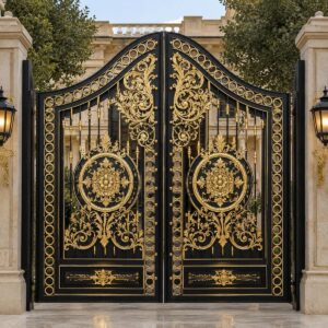 12 طرح درب حیاط مشکی طلایی