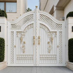 14 طرح درب حیاط سفید طلایی