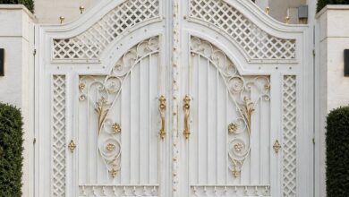 14 طرح درب حیاط سفید طلایی