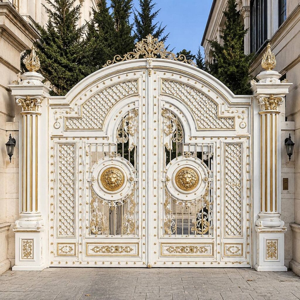 درب ویلایی سفید طلایی آماده سیستم اتوماتیک
