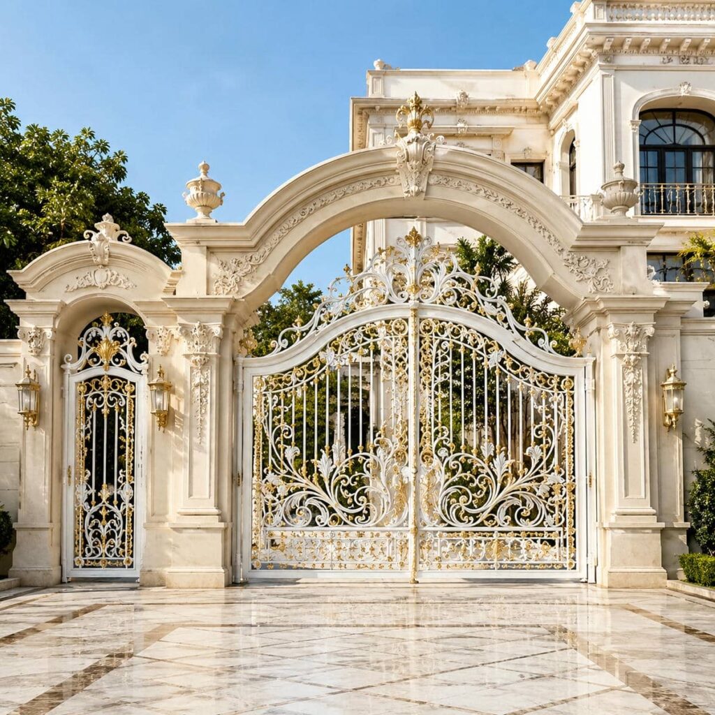 اجرای درب باغی ویلایی فرفورژه با کنترل جوش و گونیا