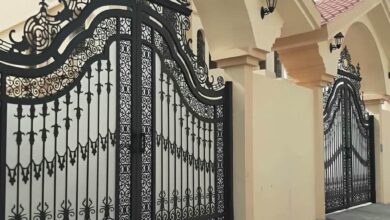 11 مدل درب پارکینگ فرفورژه نمای رومی