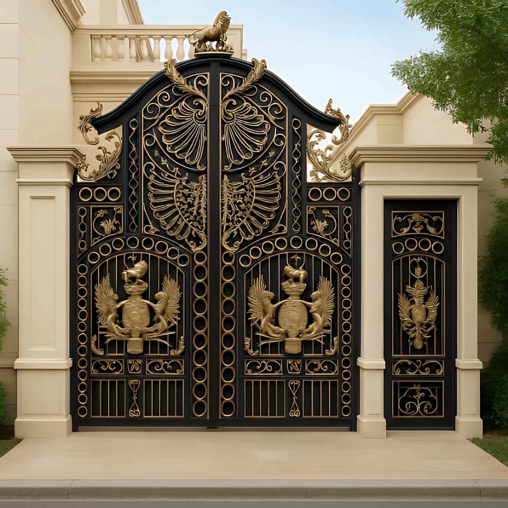 خرید درب پارکینگ کلاسیک کتیبه دار با فریم مهندسی شده