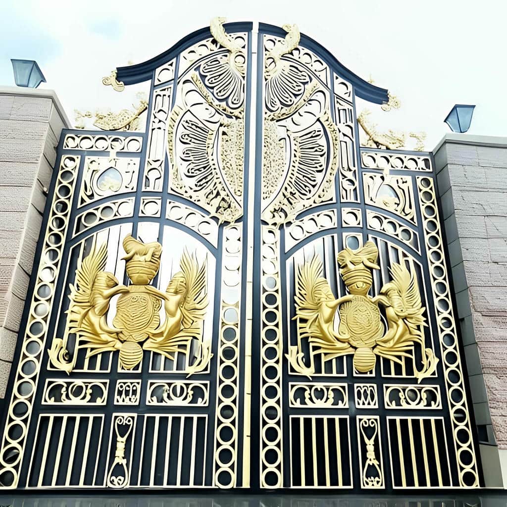 درب آهنی حیاط مدرن ورق‌خور با زیرسازی دقیق و سطح صاف
