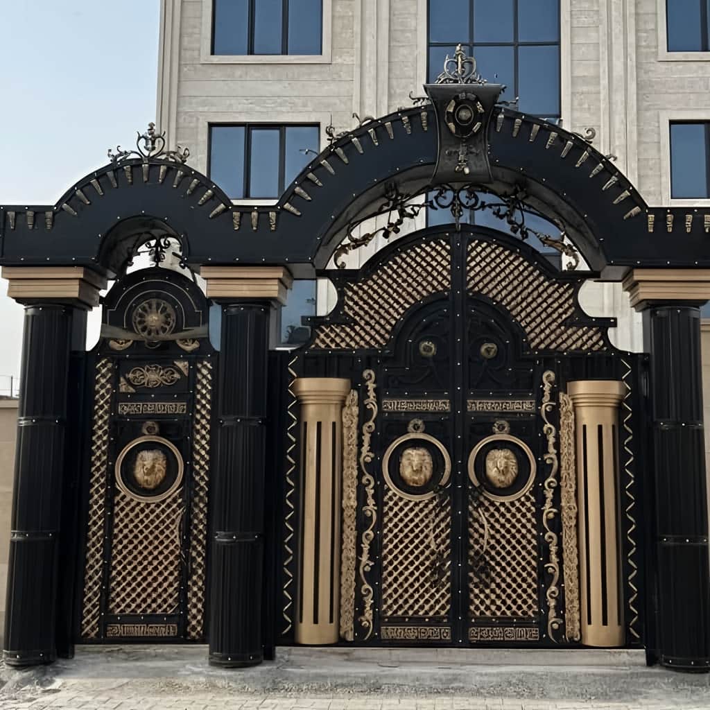 درب پارکینگ مدرن پنل مشبک لوزی با سطح بادخور کنترل شده