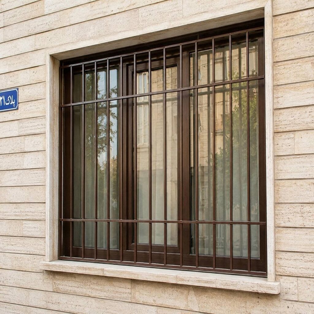 خرید نرده پنجره فلزی شاسی دار با اتصال استاندارد
