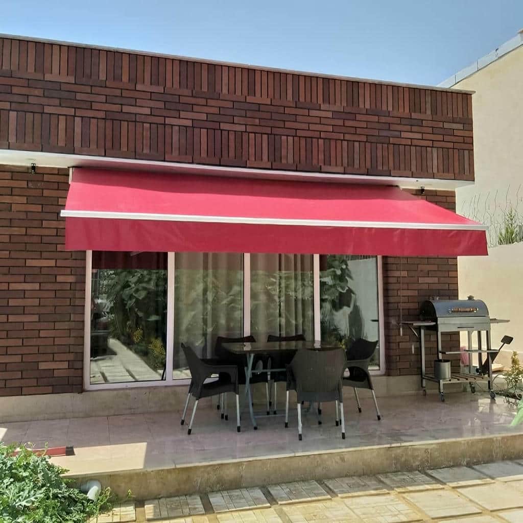 سایه بان اتوماتیک فروشگاه با بازوی فلزی